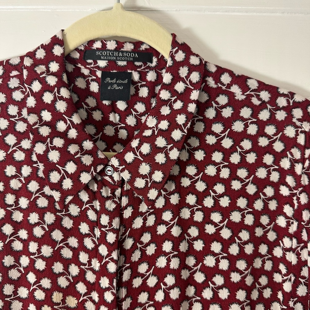 Scotch & Soda Burgundy Floral Button Down Dress